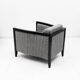 Pair of Italian Art Deco Armchairs Black Lacquered Wood and Ribbed Velvet