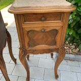 Louis XV bedside tables in beige marble