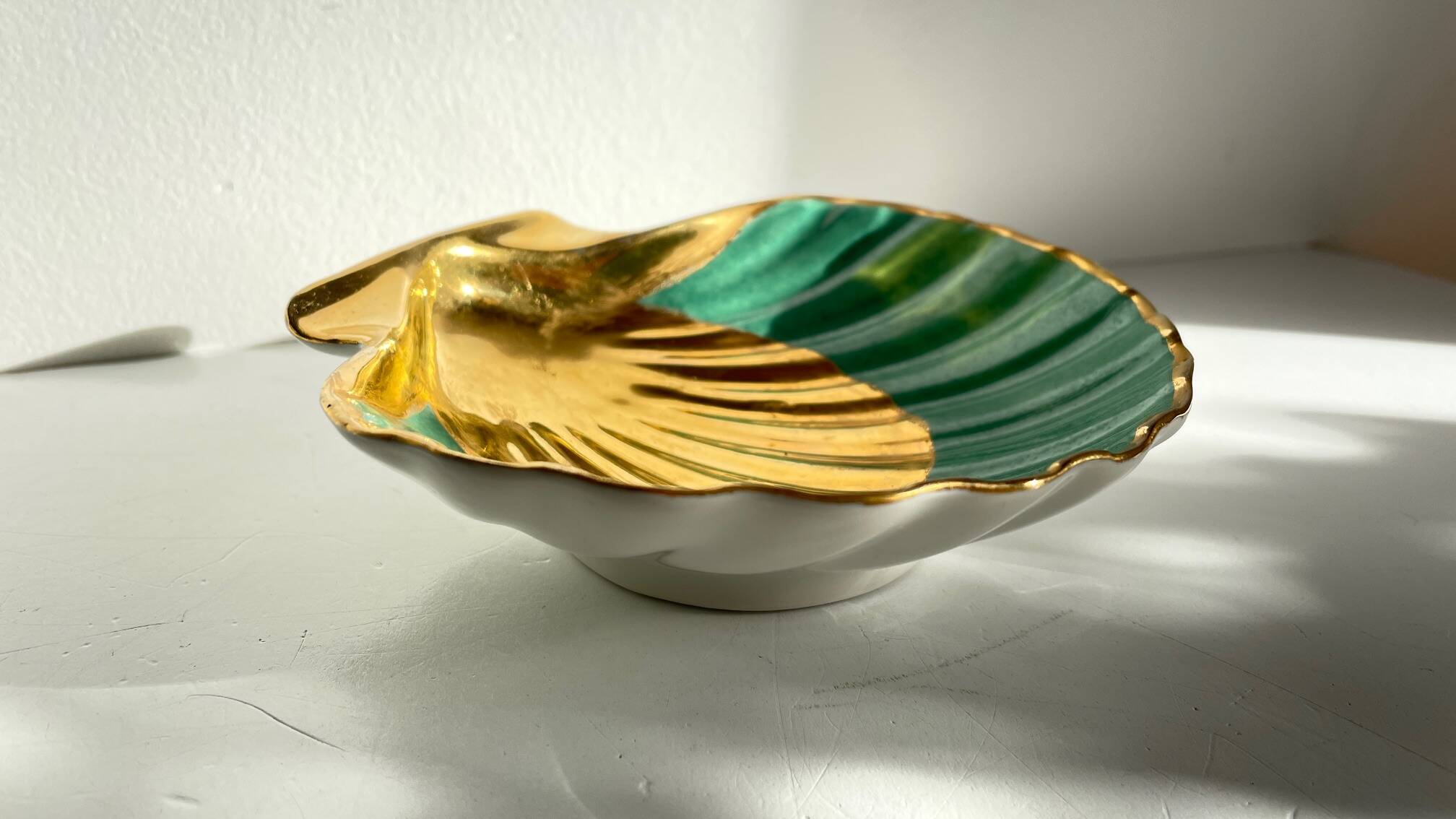 Shell-shaped ashtray and pocket tray Limoges France