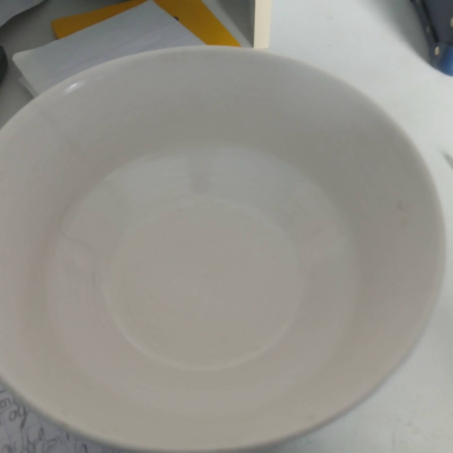 Large white salad bowl with blue flowers