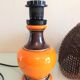 Orange ceramic lamp and brown canned lampshade by Pan Keramik / 60s-70s