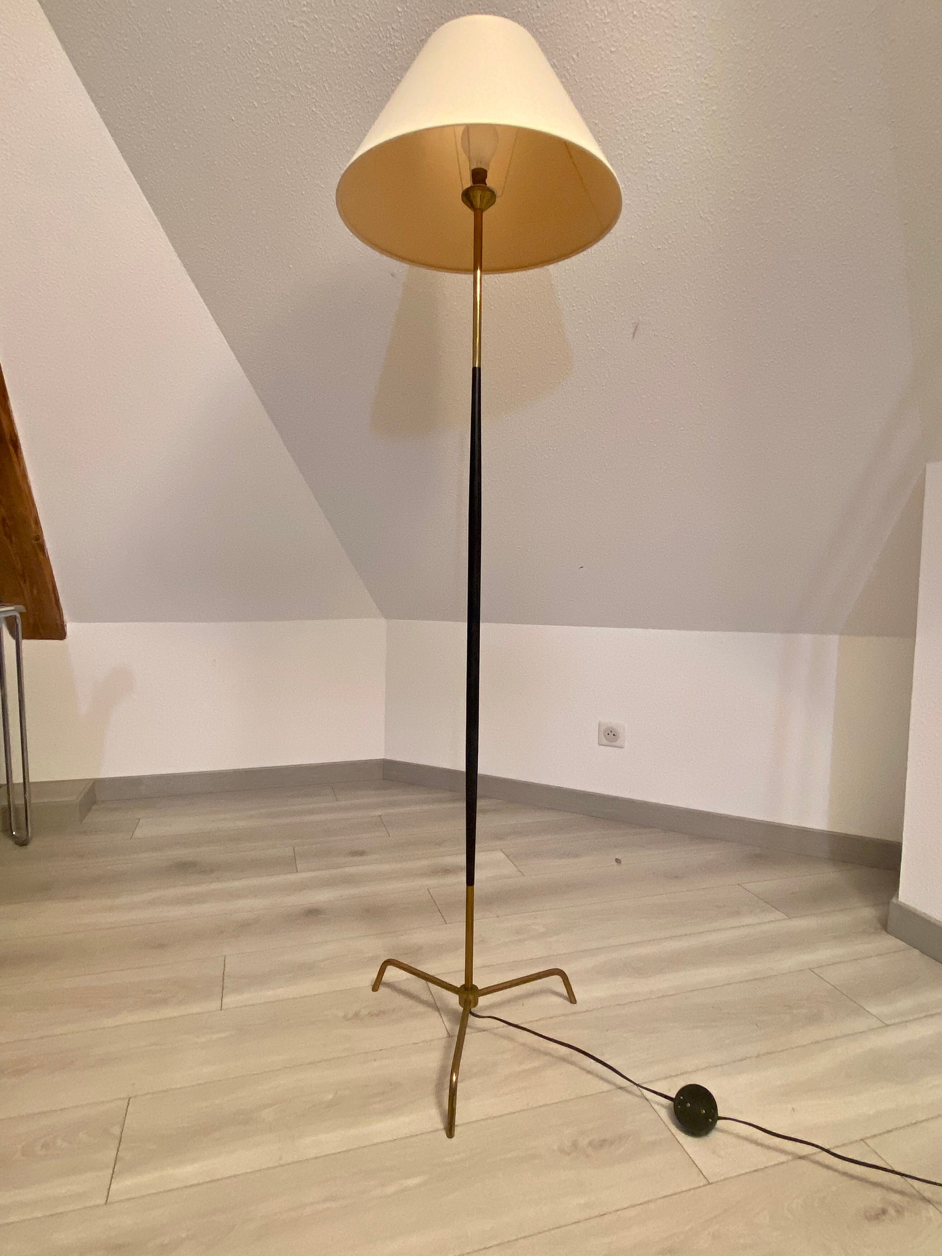 Floor lamp metal brass year 50 design Lunel / vintage