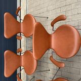 10x armchairs with arms, series 7 Butterfly Fritz Hansen by Arne Jacobsen in Cognac leather, in perfect condition.