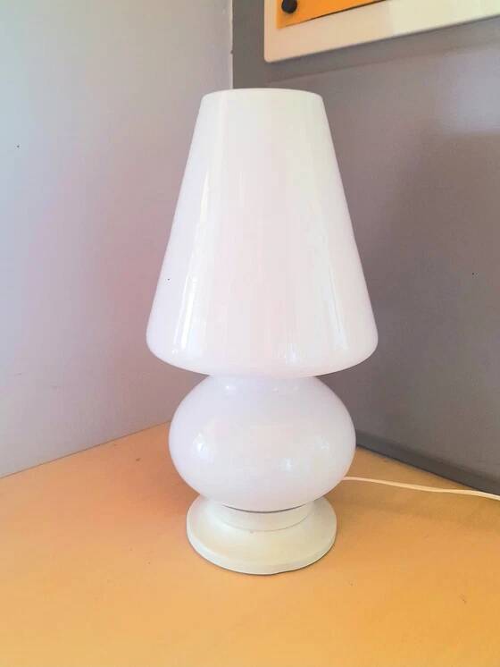 Murano opaline mushroom lamp, 1970