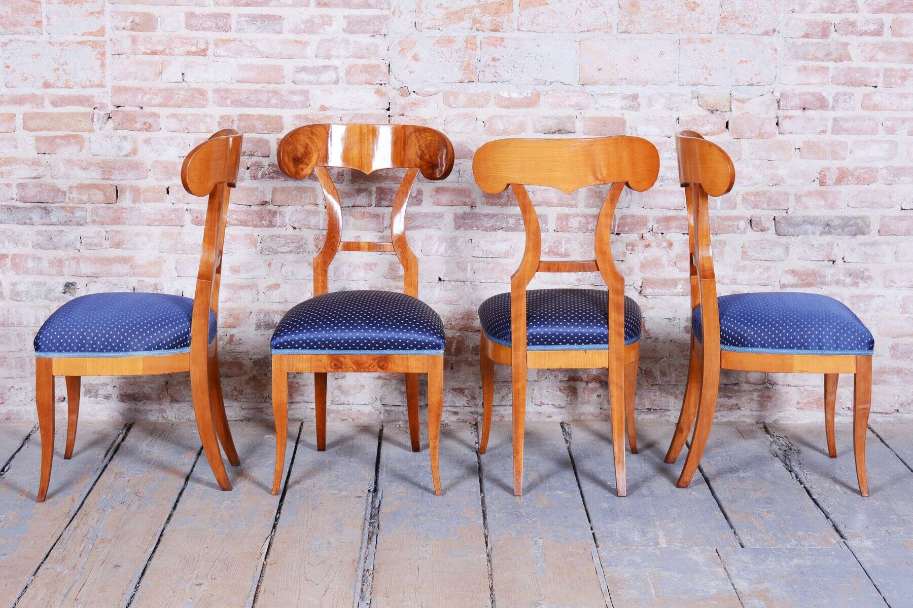 Biedermeier Cherrywood Chairs, Austria, 1820s, Set of 4