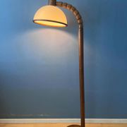 Mid-century floor lamp in brown wood by Steinhauer with an acrylic glass shade.