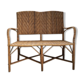 Banquette ancienne en osier et rotin