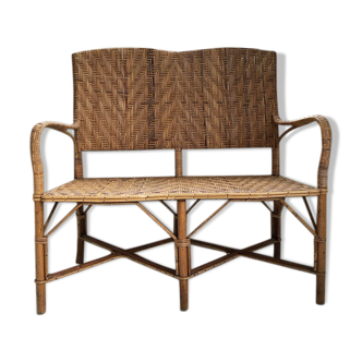 Old wicker and rattan bench