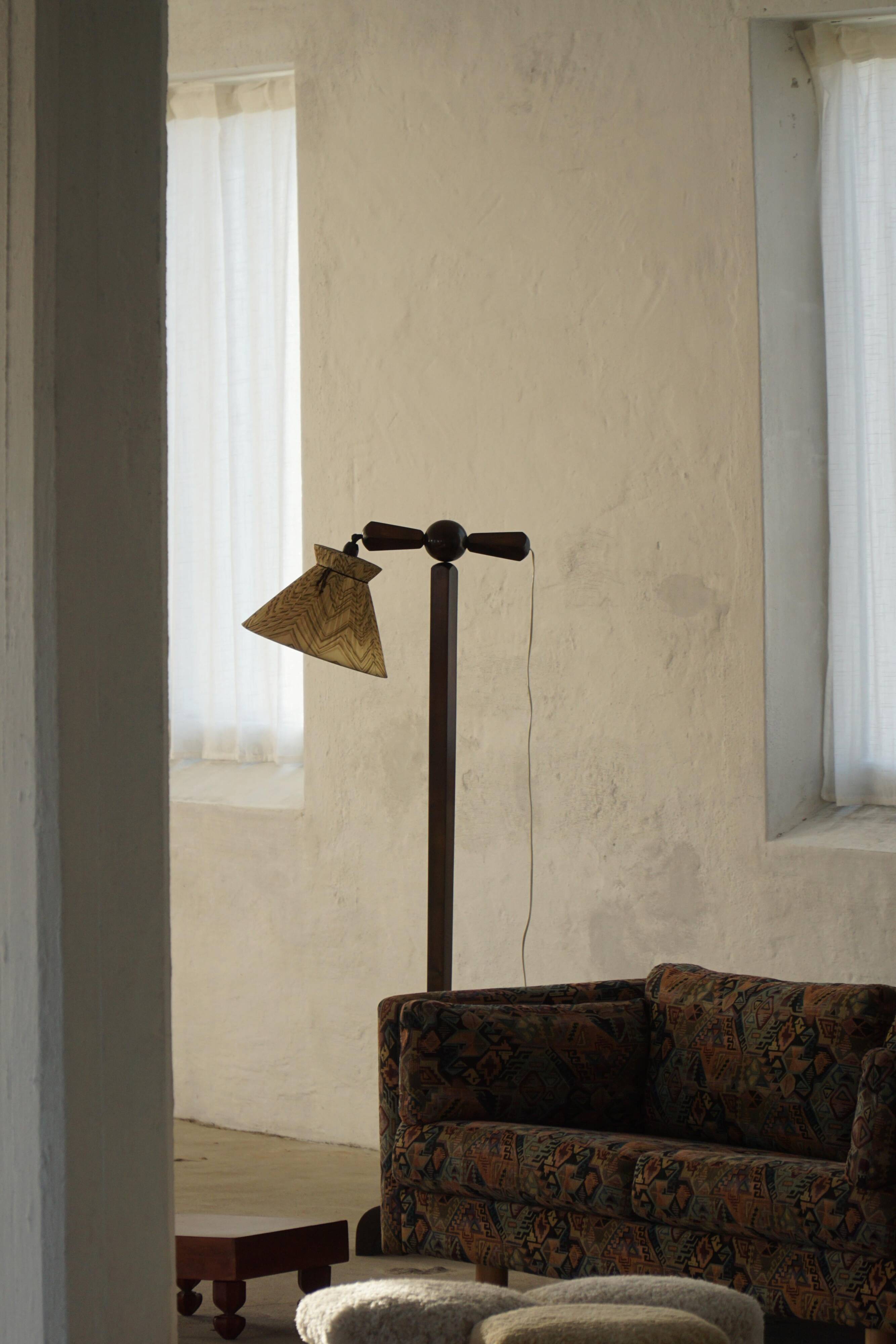 Scandinavian Funkis floor lamp with original shade, Denmark, Art Deco, 1930s