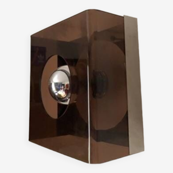 Disco wall light by Jocelyne Trocmé, smoked plexiglass, vintage.