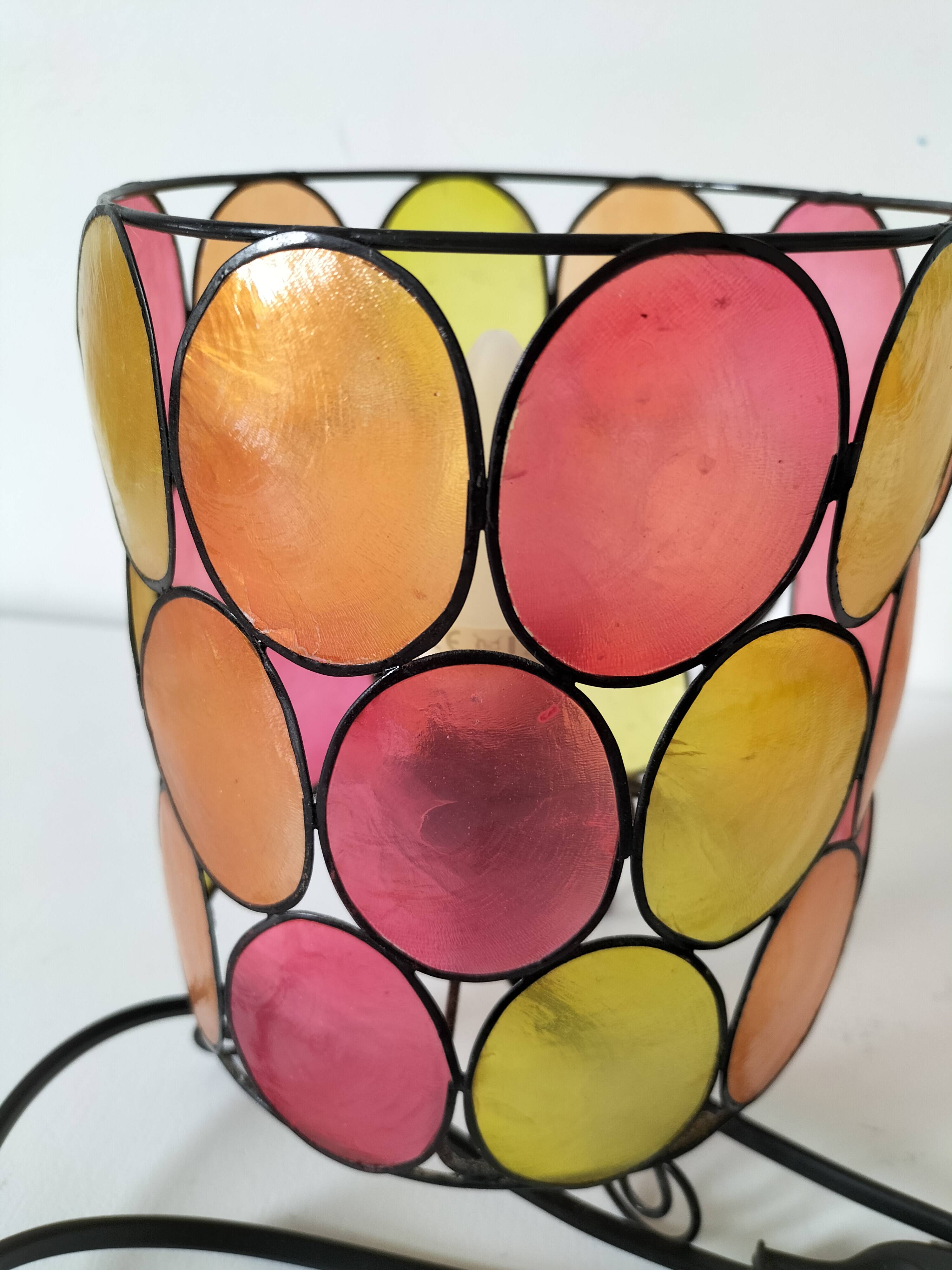 Bohemian mood lamp in Capiz shell and metal - Asian crafts