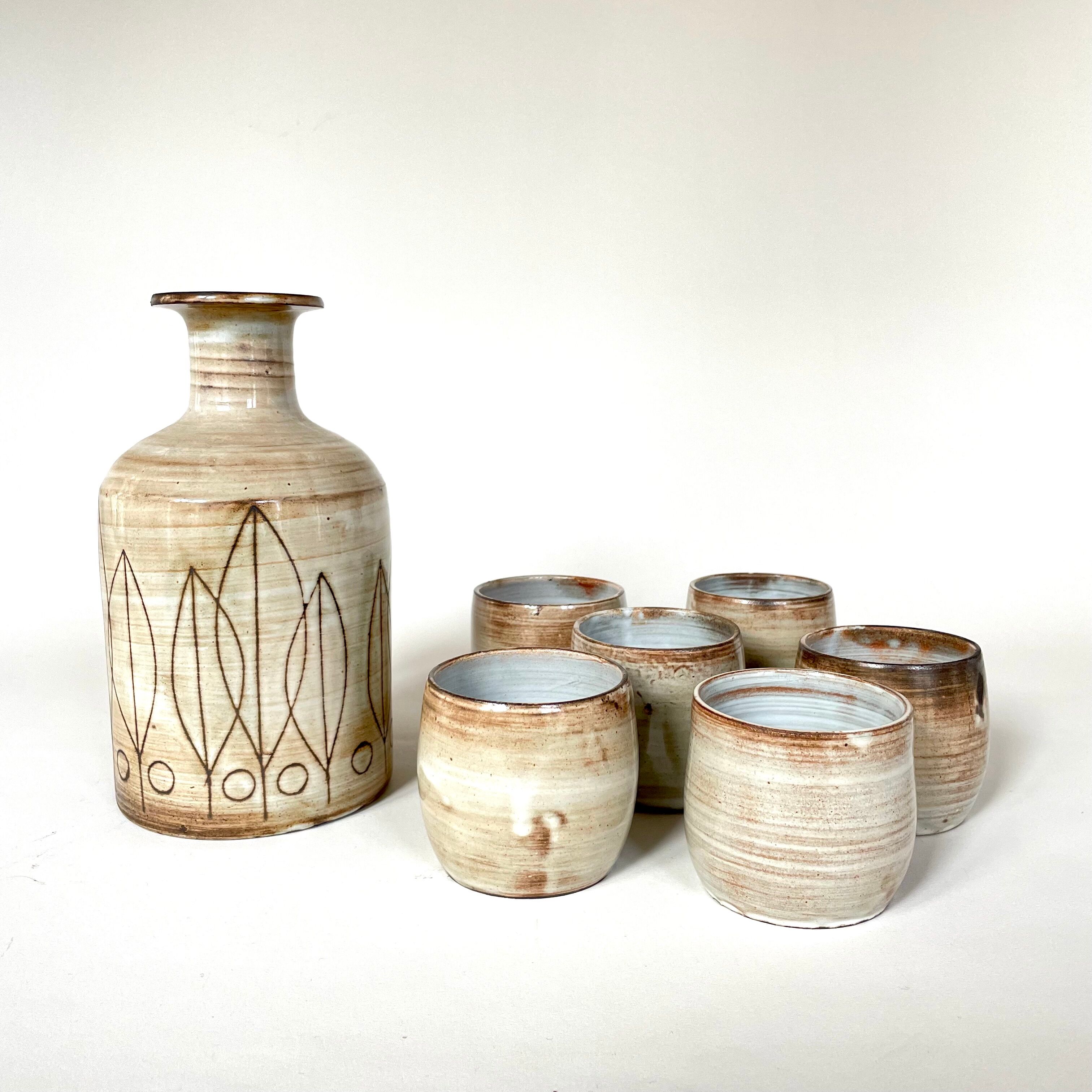 Ceramic beverage service by Jacques Pouchain, Atelier Dieulefit, 1960