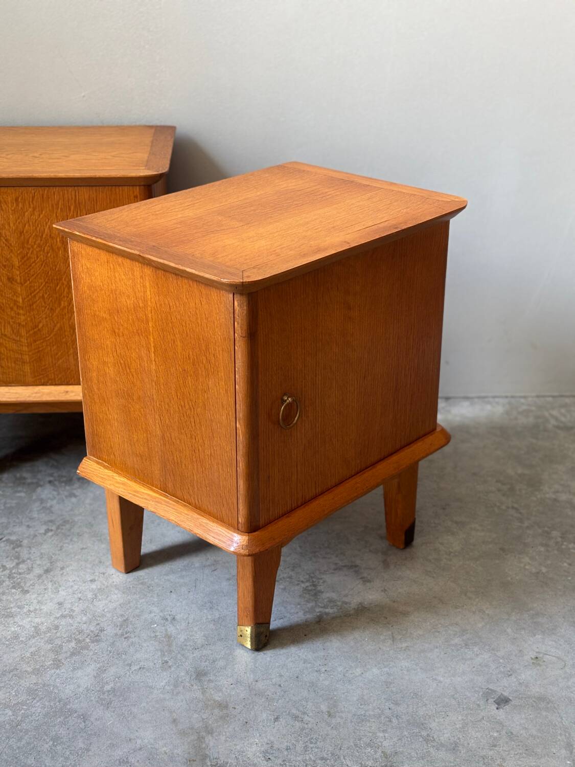 Pair of vintage light wood bedside tables