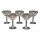 5 Antique Art Deco Palmette Cut Crystal Champagne Glasses