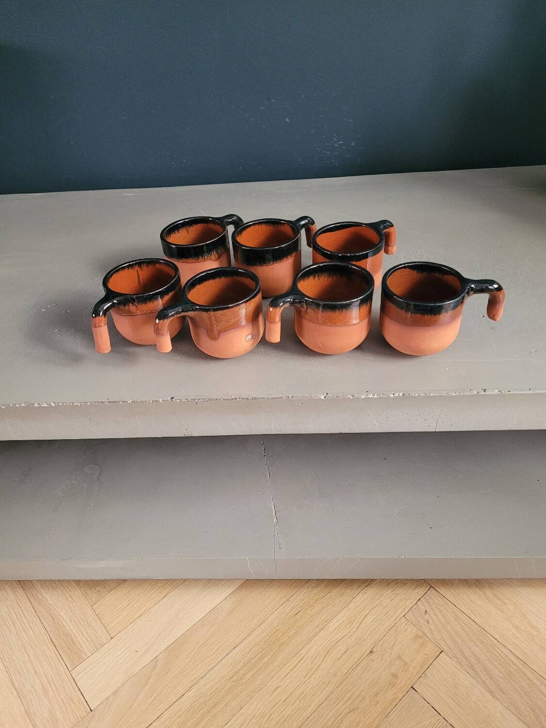 Set of 7 terracotta coffee cups