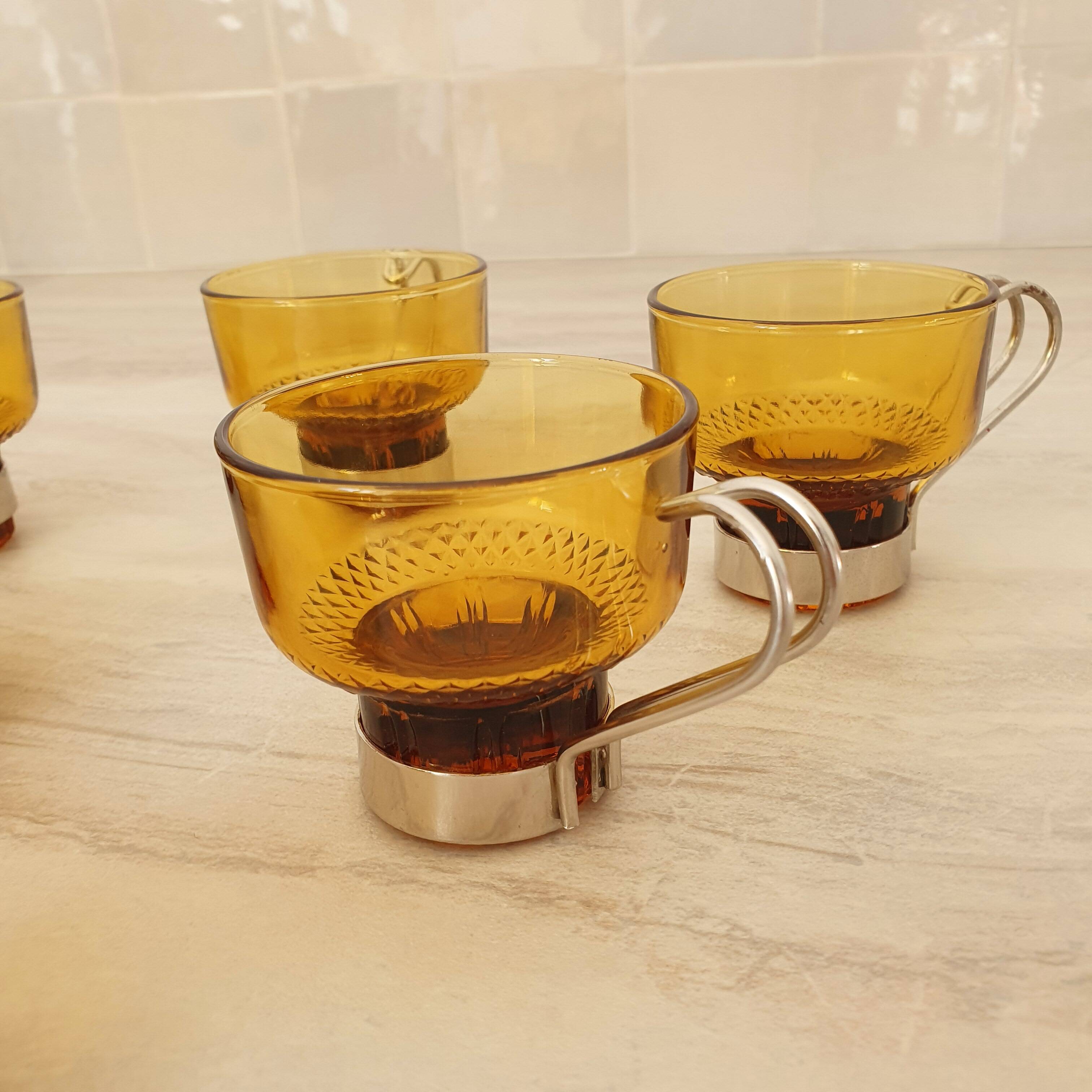 Amber glass italian coffee espresso cups