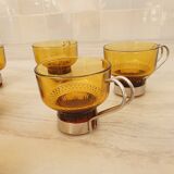 Amber glass italian coffee espresso cups