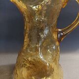 Vintage textured yellow glass carafe pitcher