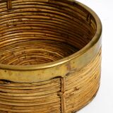 A pair of beautiful Italian Mid Century Modern bamboo bowls with brass rims