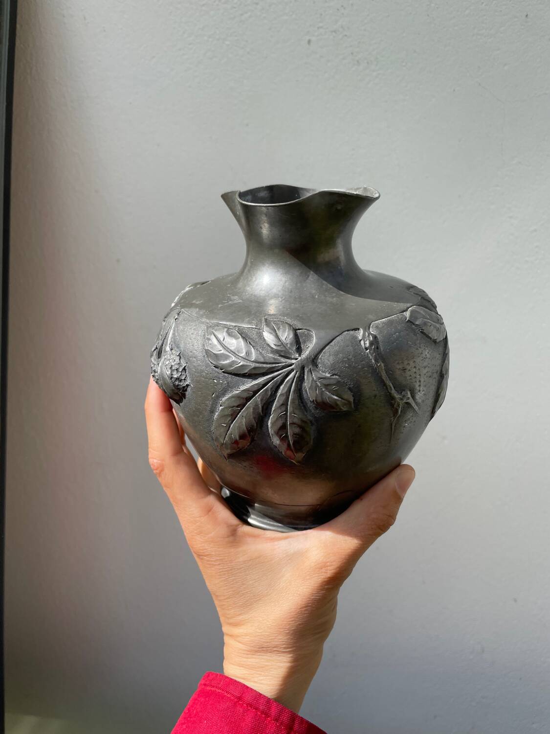 Art Nouveau pewter vase signed Cortesi