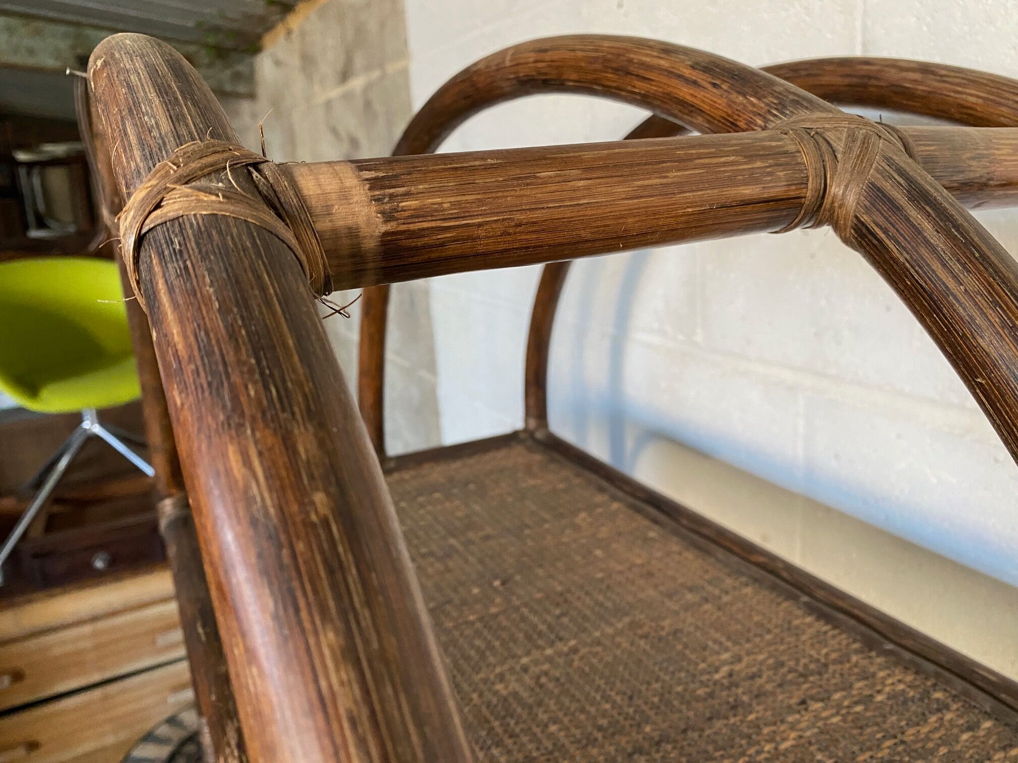 Vintage rattan bookcase 70s