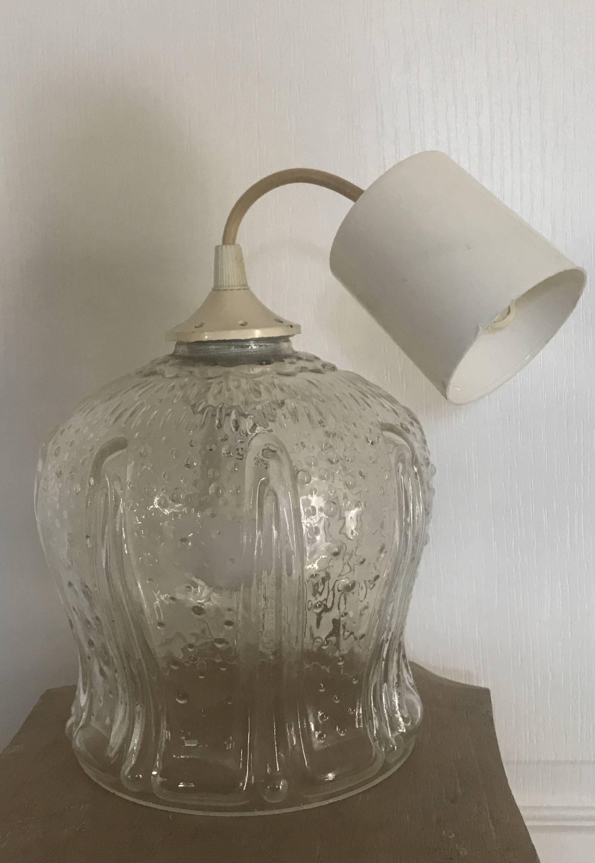 Vintage chandelier pendant lamp in molded glass tulip shape