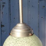 Art deco suspension globe in green clichy glass