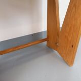 Vintage Guillerme and Chambron coffee and side table in solid oak and ceramic from the 50s and 60s