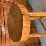 Brutalist tripod high stool - wood