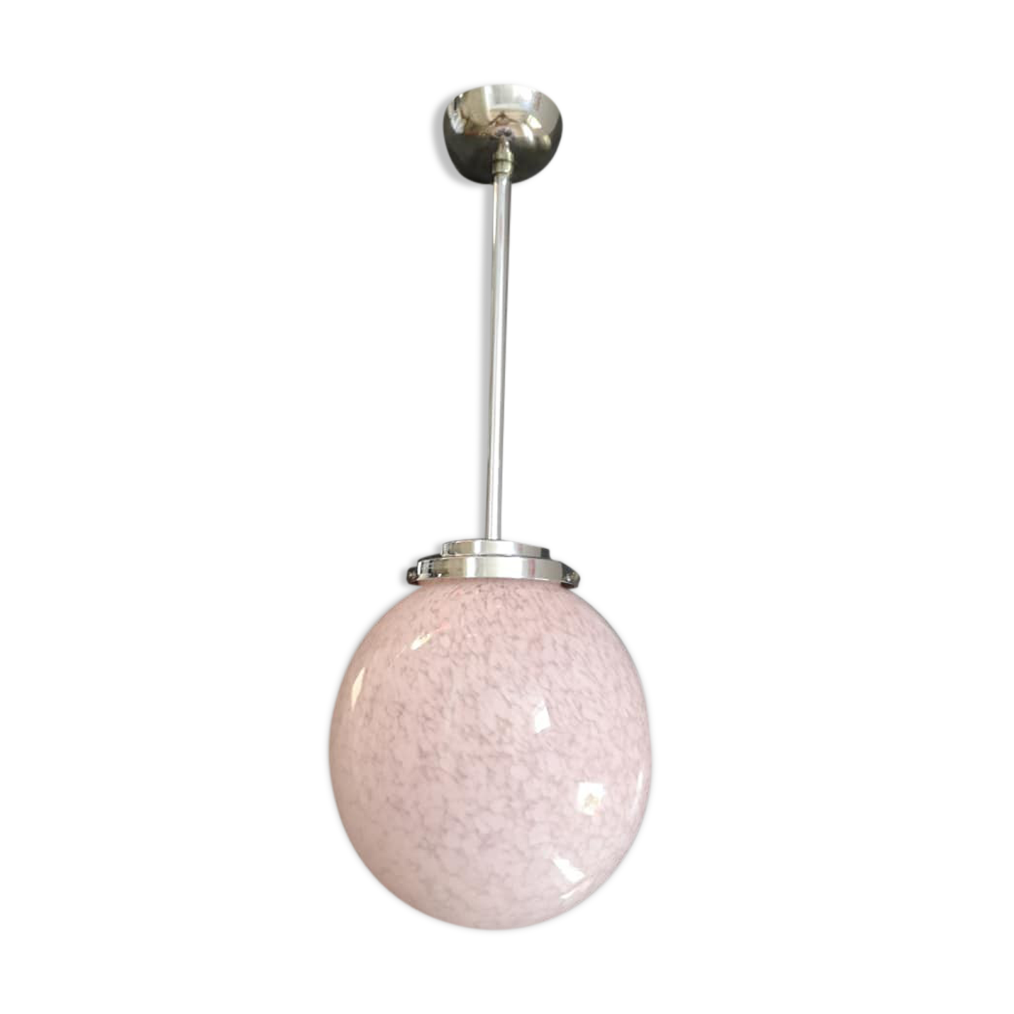 Ceiling lamp globe ball Art Deco opaline Clichy pink 1930