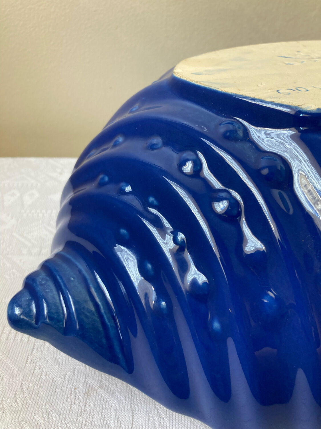 Saladier bleu coquillage Appolia vintage fabriqué en Bretagne