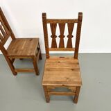 Set of 4 pine chairs, 1970s