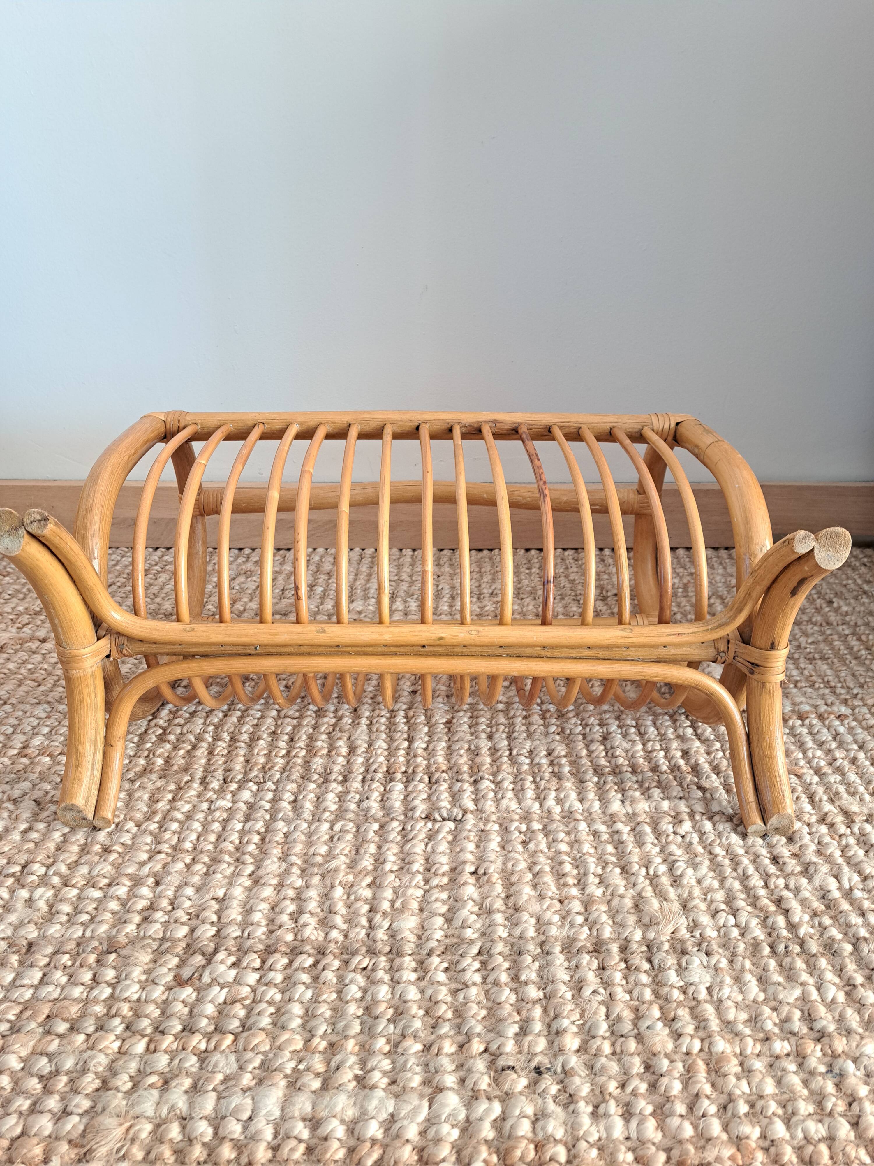 Vintage rattan magazine rack