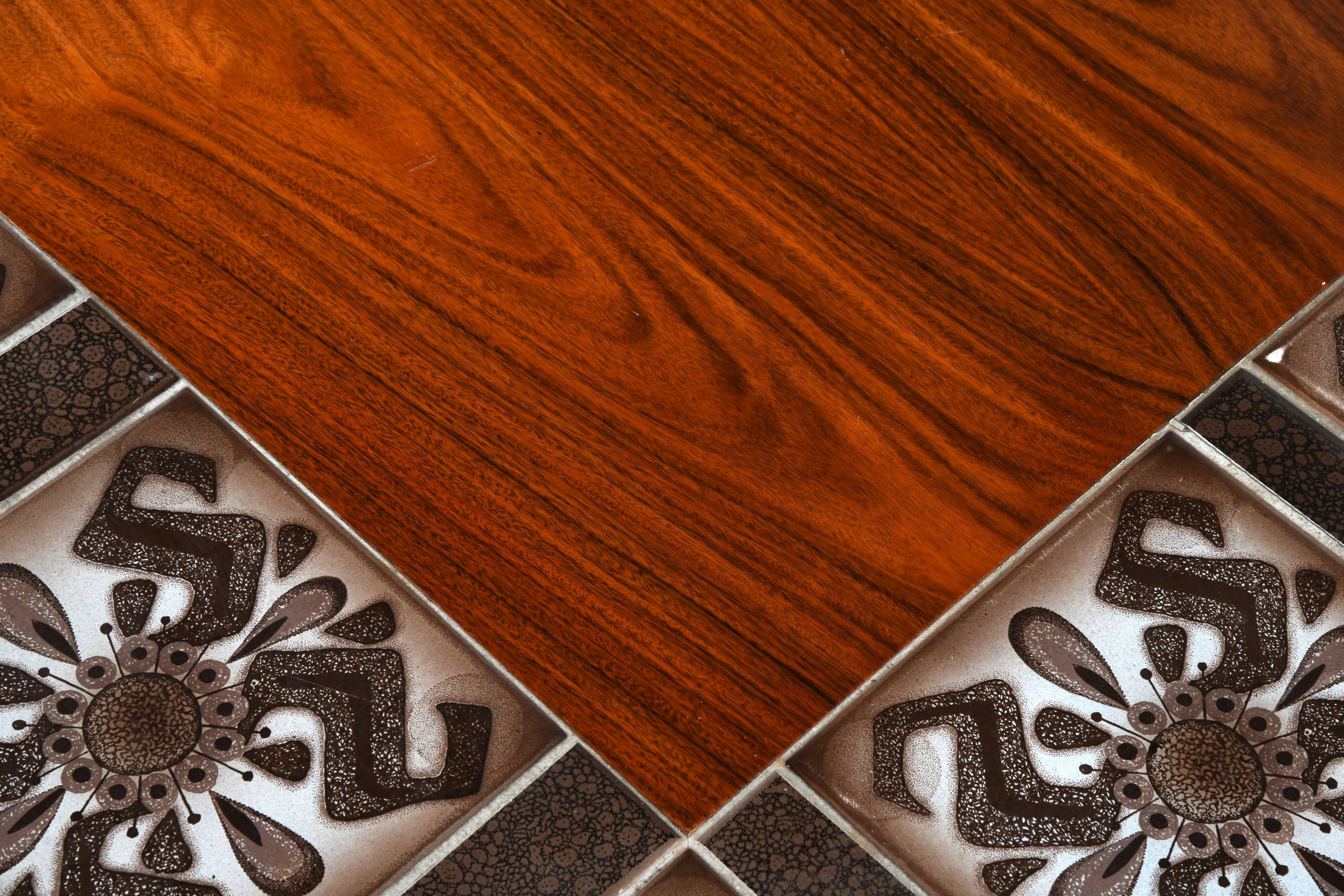 Scandinavian rosewood and ceramic coffee table