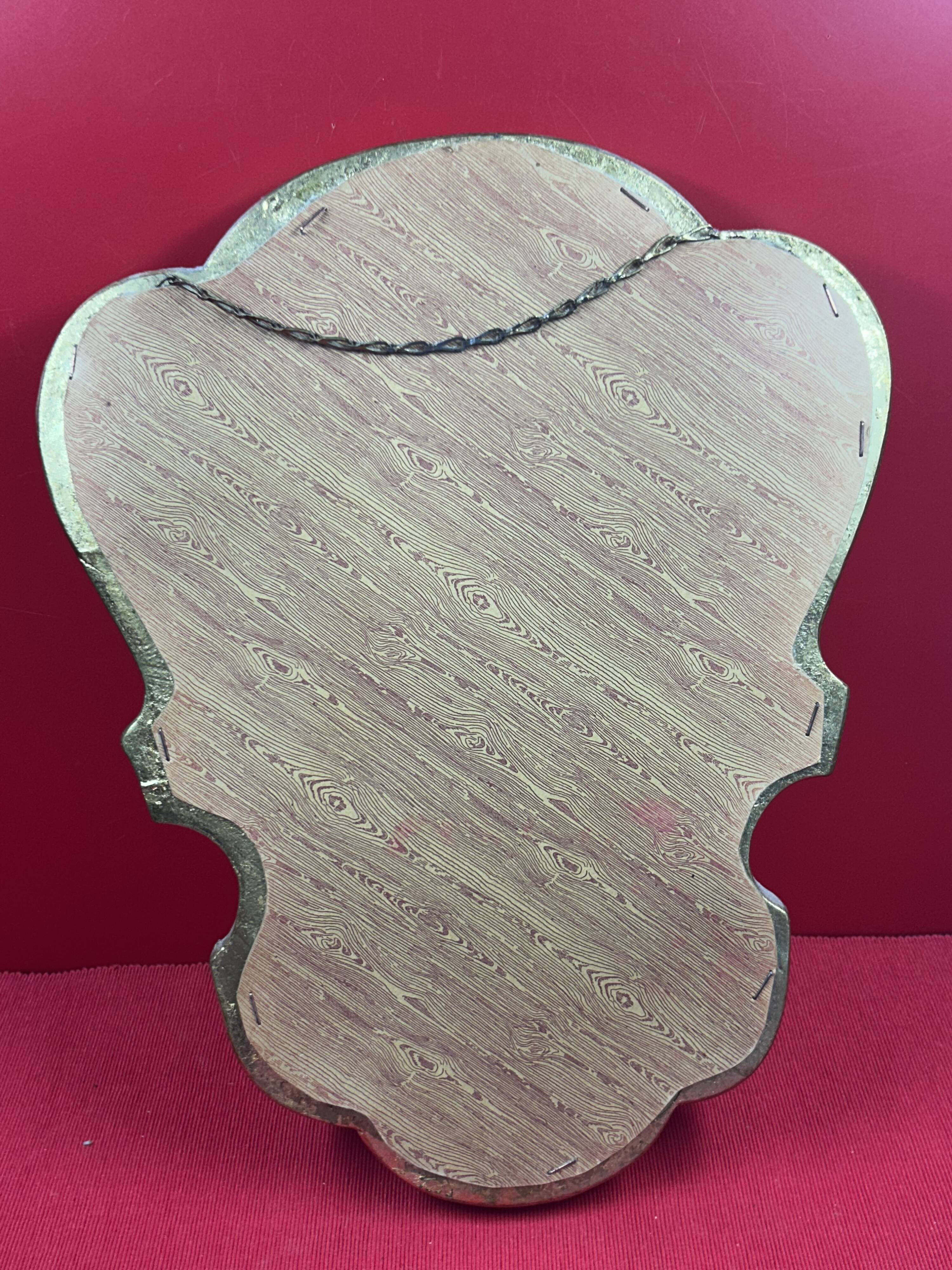 Baroque alcove mirror in gilded wood with Louis XV style moldings - 39.5 x 31.5 cm