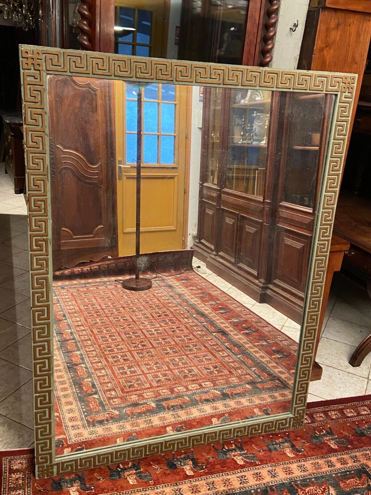 Woodwork mirror fireplace glass Greek frieze decor early 19th Empire 167 x 128.7 cm