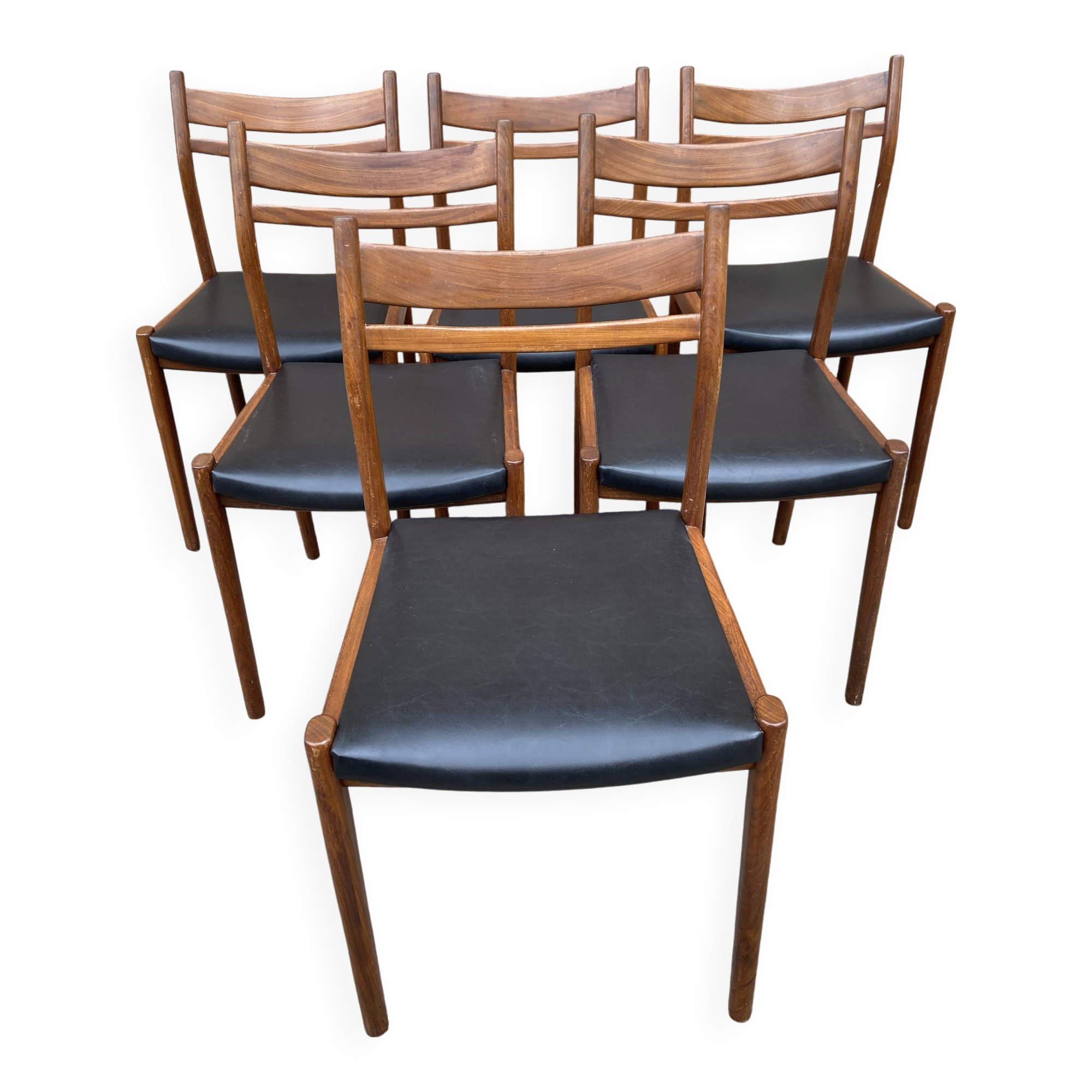 6 vintage Danish Scandinavian style chairs from the 1970s