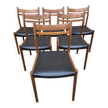 6 vintage Danish Scandinavian style chairs from the 1970s