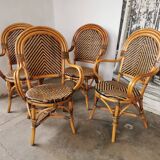 Set of 4 rattan armchairs