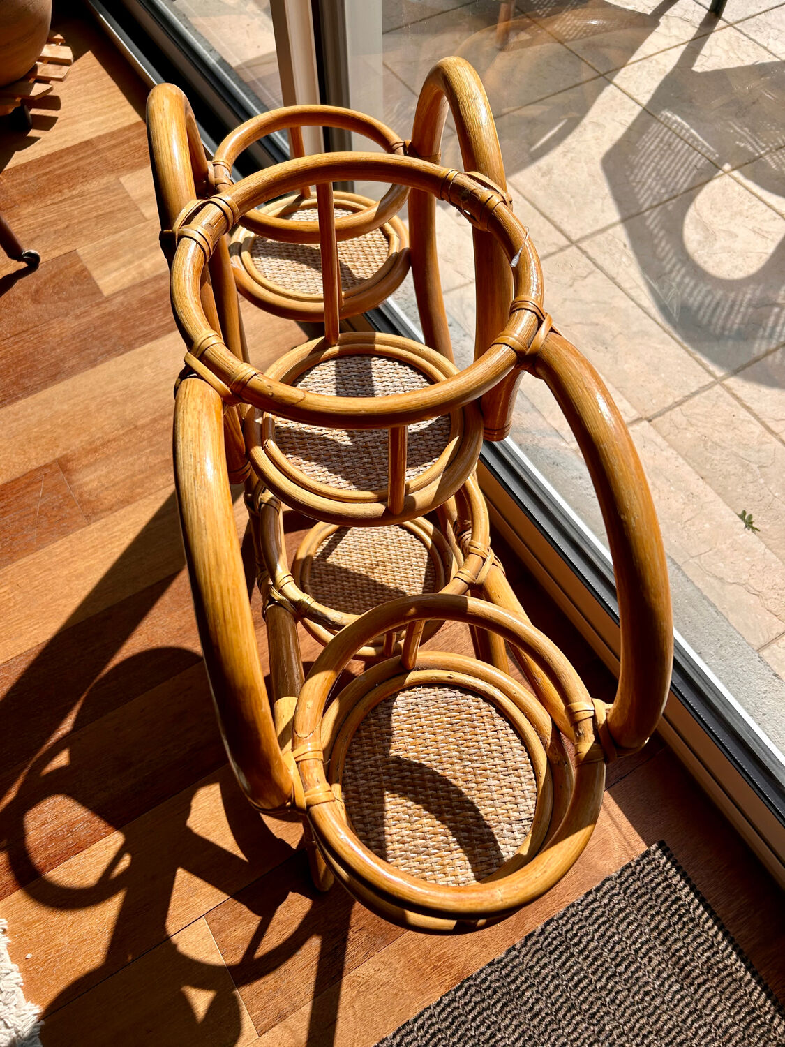 Vintage rattan plant stand – 1970s