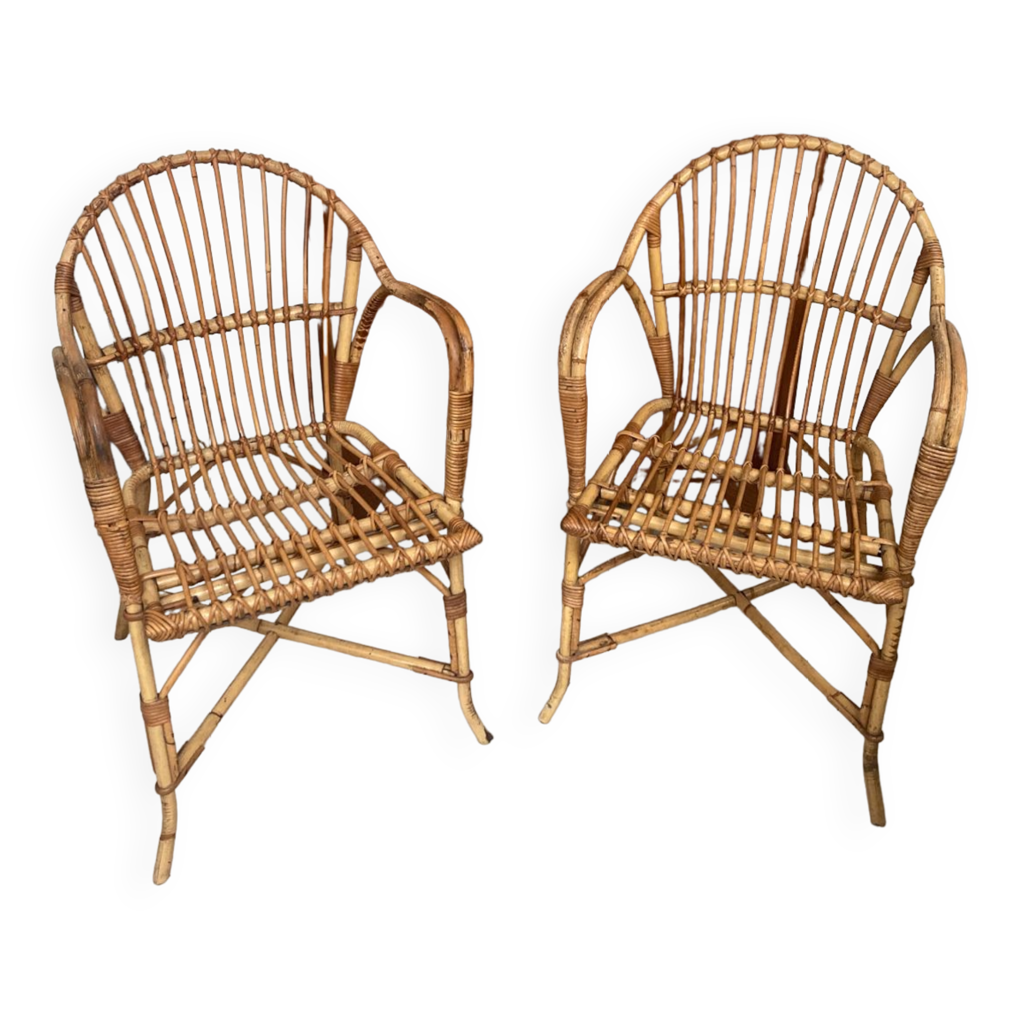 Pair of rattan armchairs