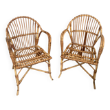 Pair of rattan armchairs