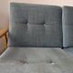 Banquette velours et bois clair, scandinave vers 1960/70