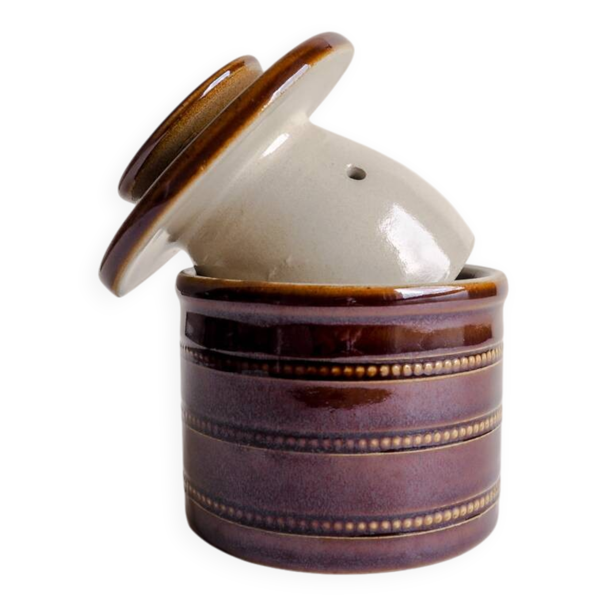 Brown glazed stoneware butter dish
