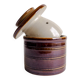 Brown glazed stoneware butter dish