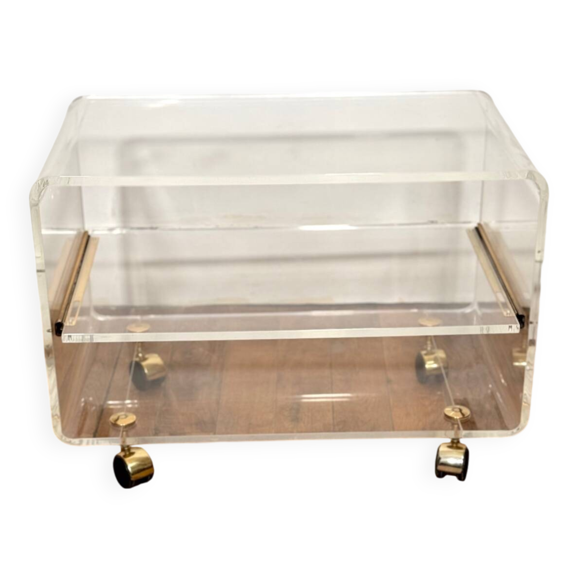 Transparent plexiglass roller table