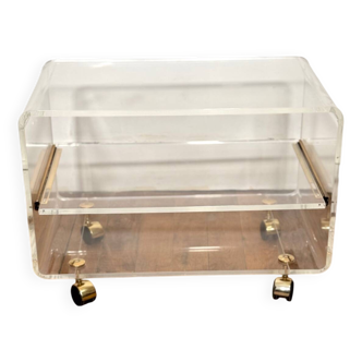 Table à roulette en plexiglas transparent