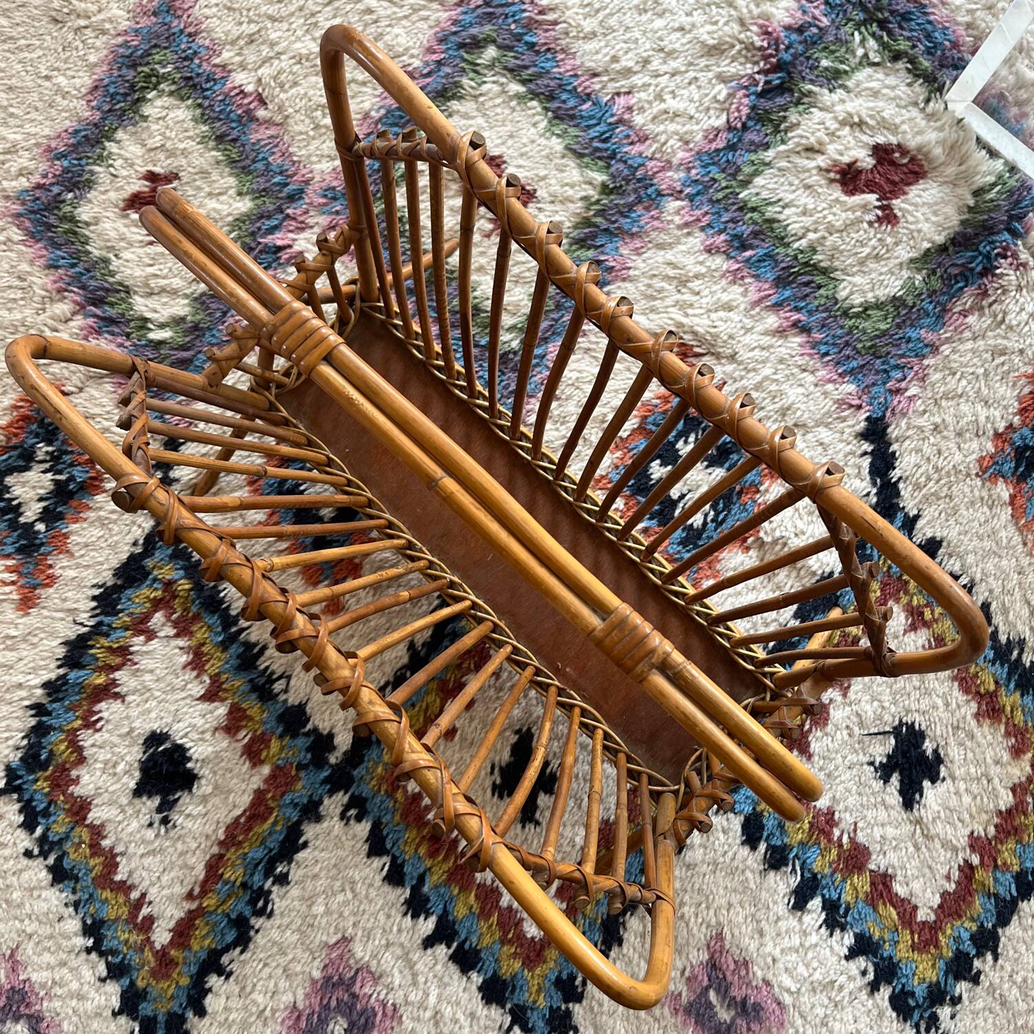 Rattan magazine rack