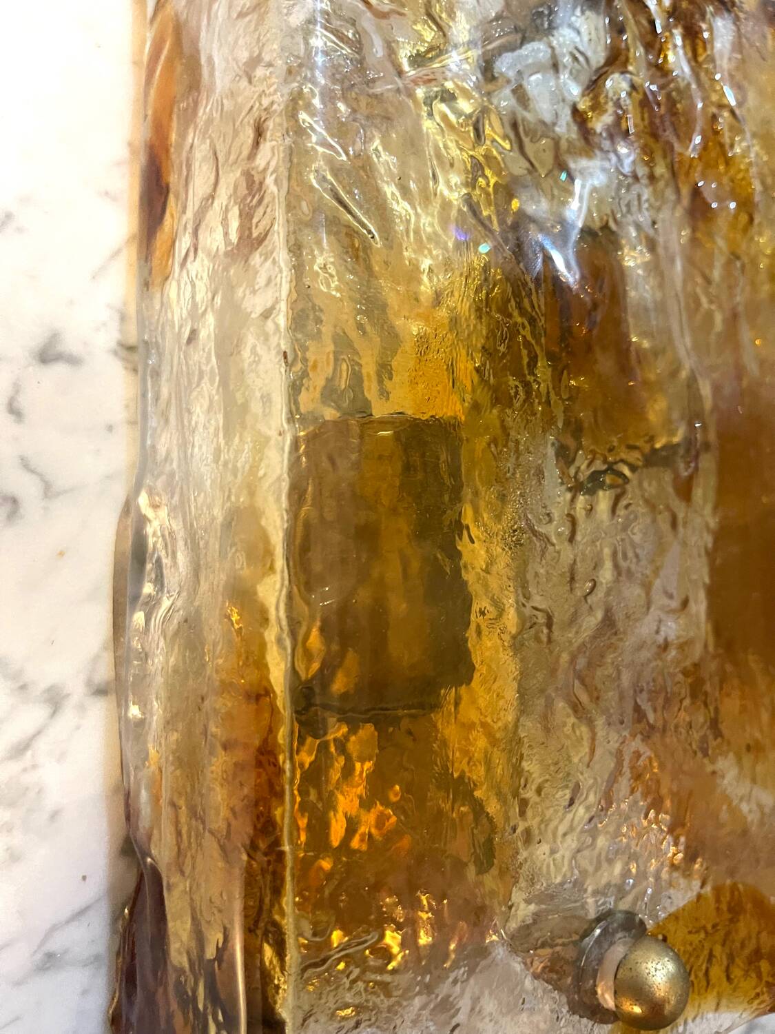 Mazzega two-tone glass wall sconces, Italy 1970