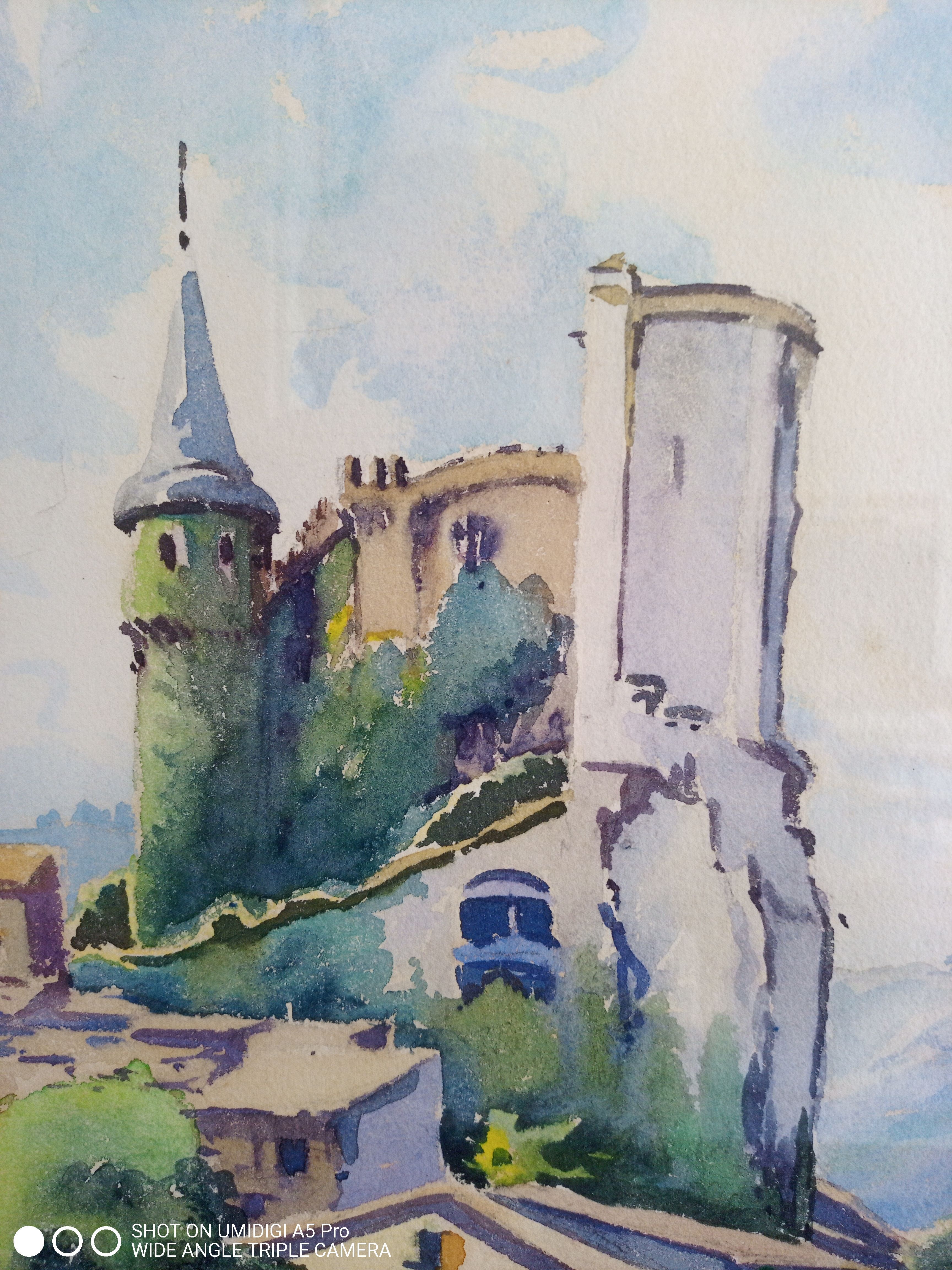 Watercolor signed, artist label on the back Valence, André Raynaud